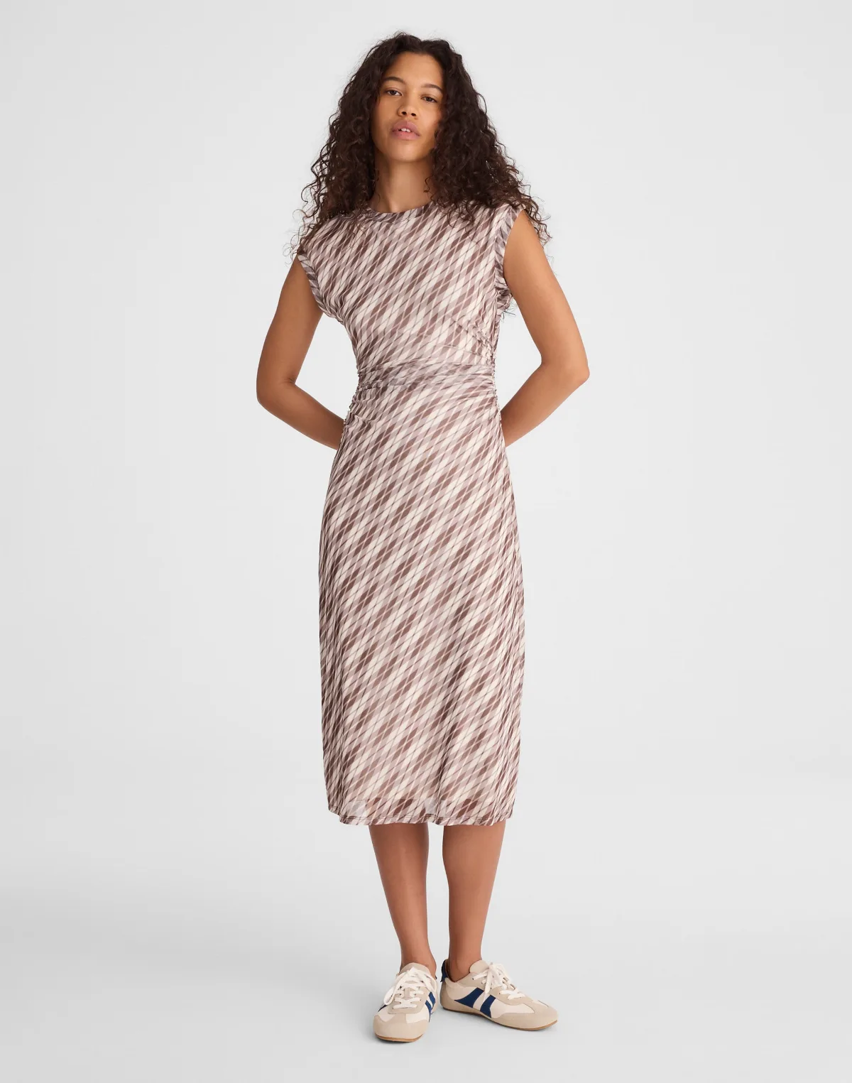 Cap-Sleeve Ruched Midi Dress by MW