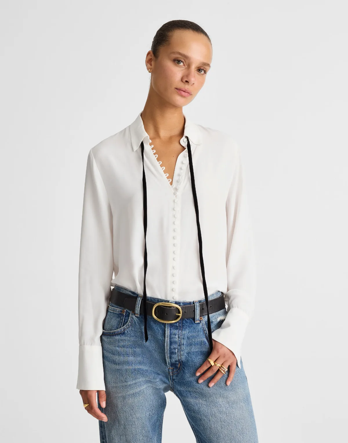 Necktie Button-Up Top by MW
