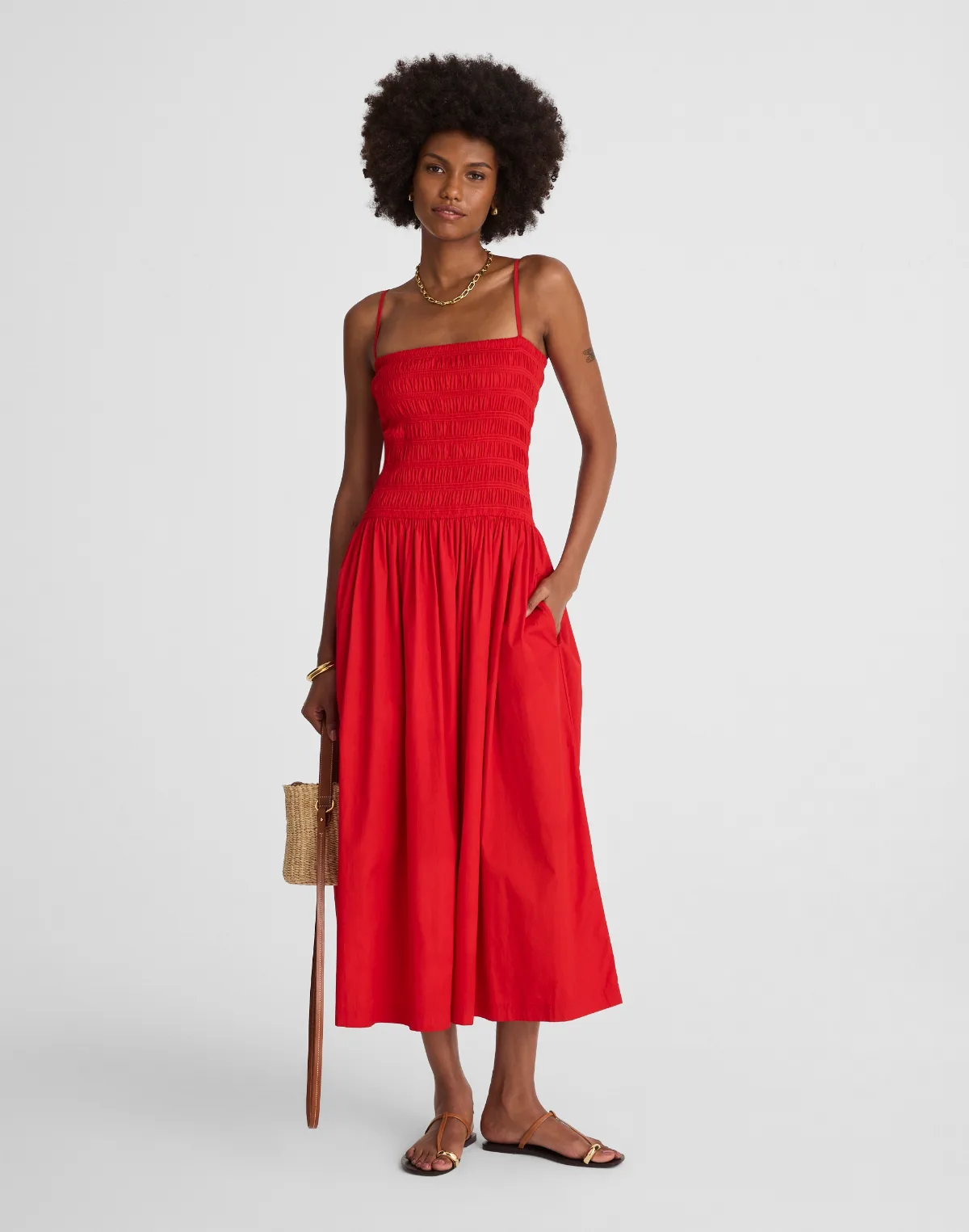Poplin Smocked Maxi Dress by MW
