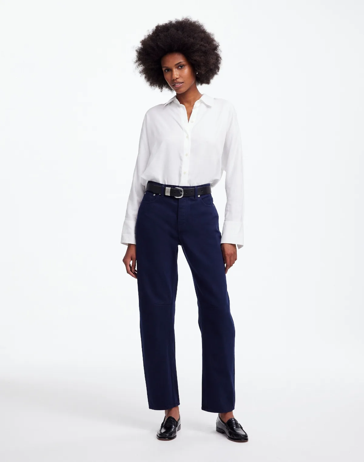 The Darted Barrel-Leg Jean in Garment-Dyed Denim by MW