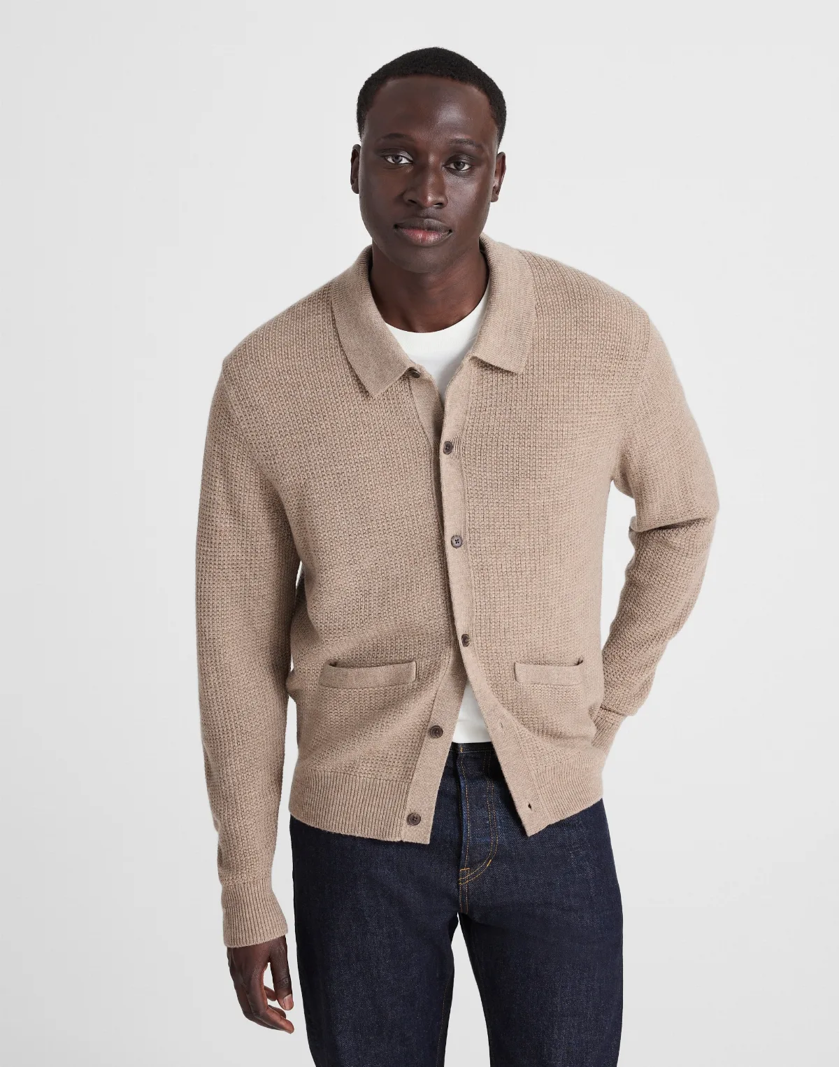 Merino Wool Collared Cardigan