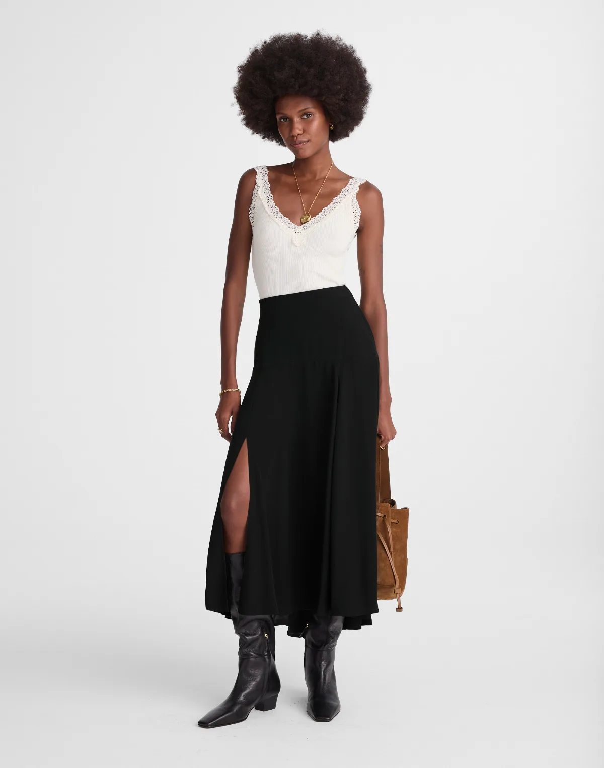 Circle Midi Skirt in Crêpe De Chine by MW