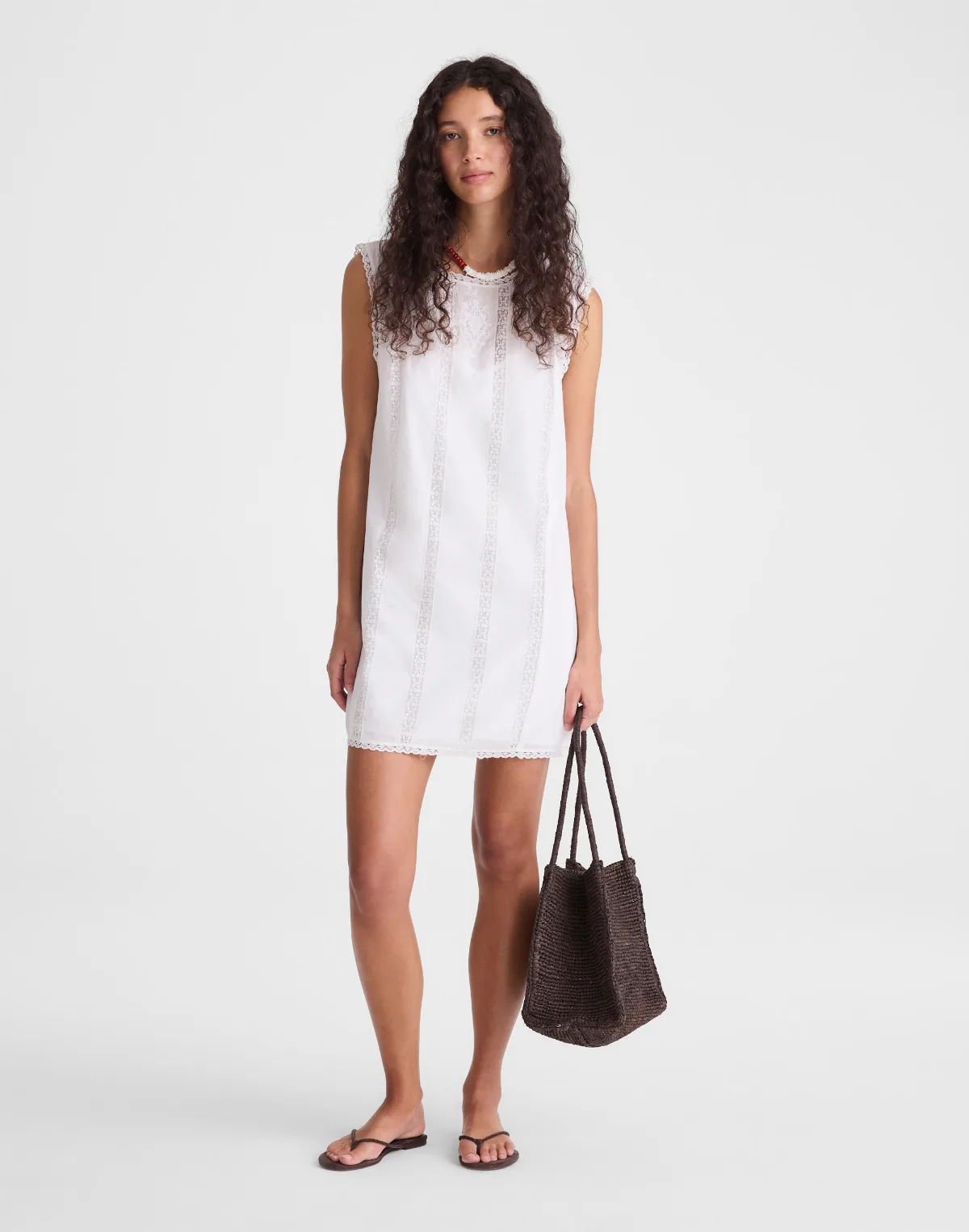 Embroidered Lace-Insert Mini Dress by MW