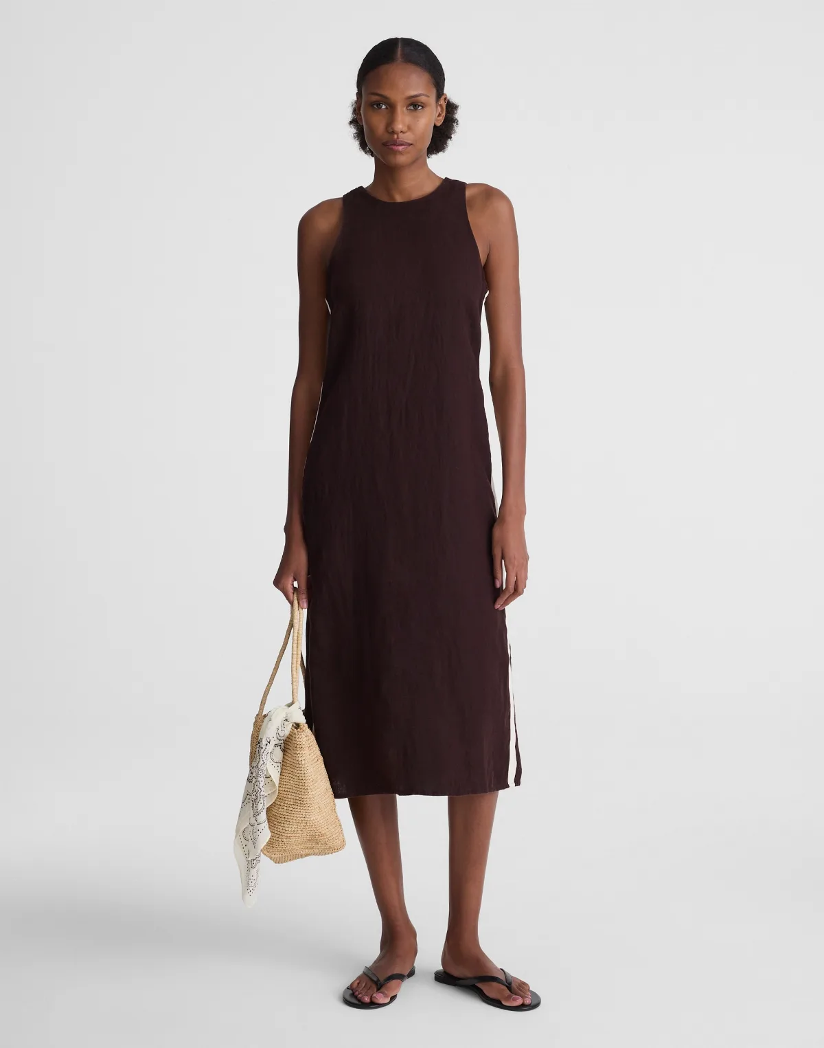The Elena Midi Dress in 100% Linen by MW