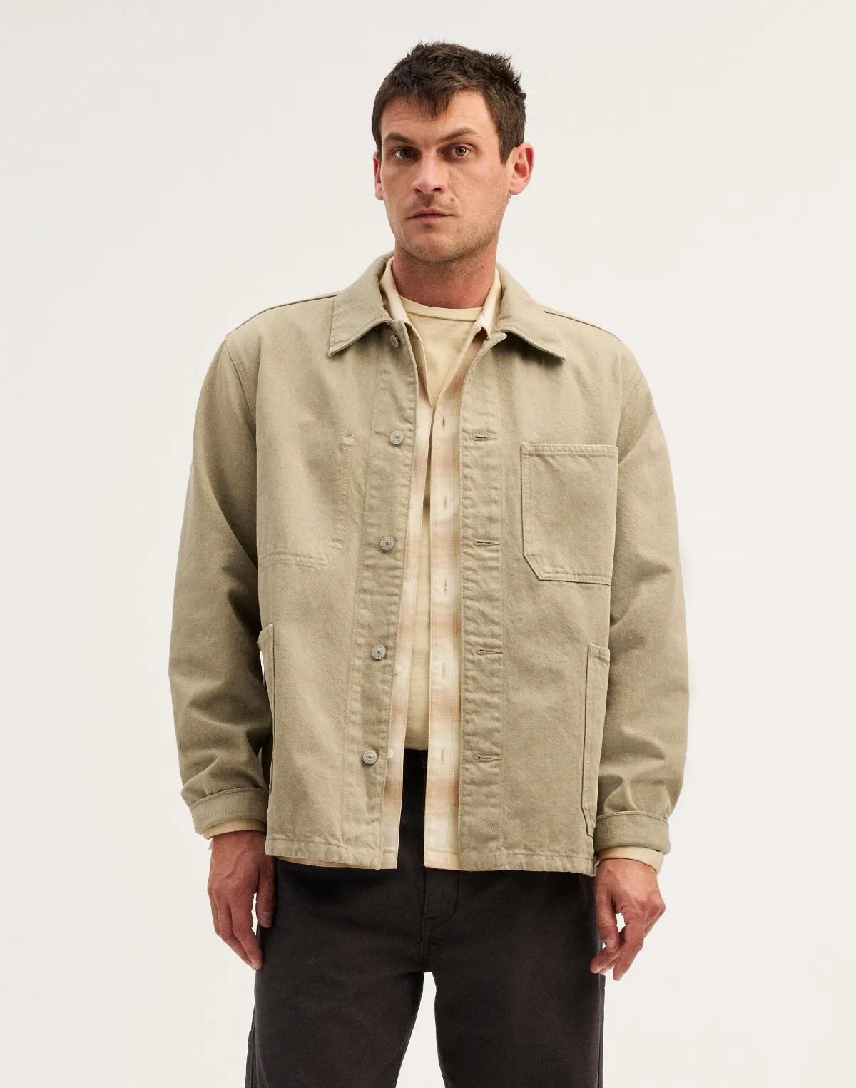 Garment-Dyed Chore Jacket in Denim