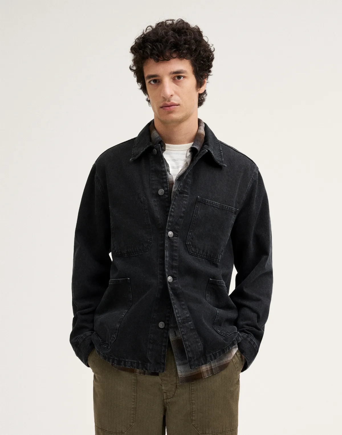 Garment-Dyed Chore Jacket in Denim
