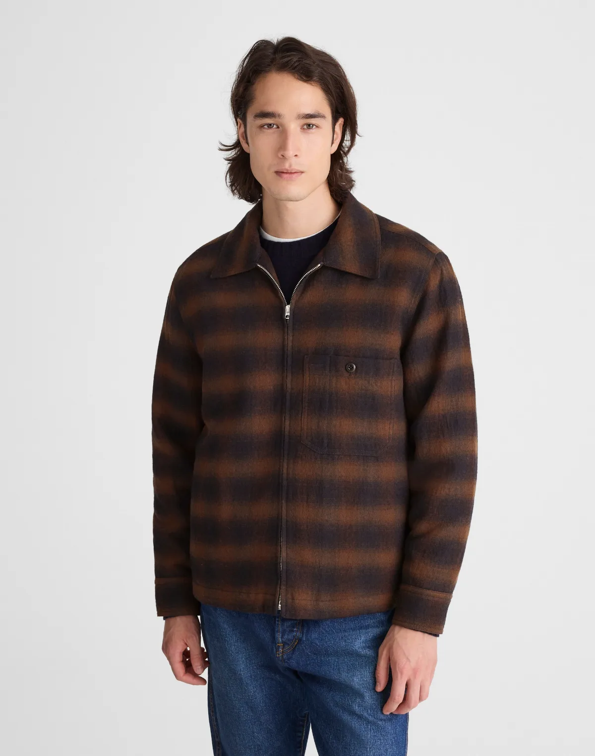 Zip-Front Jacket in Japanese Flannel by MW