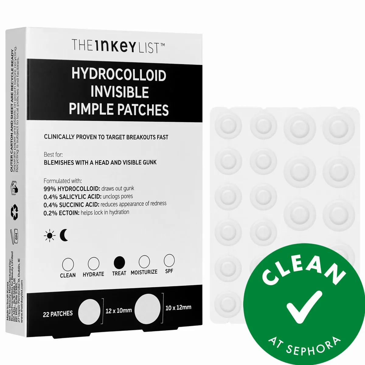 Hydrocolloid Invisible Pimple Patches + Salicylic Acid 22 Patches / 22 Patches by The INKEY List