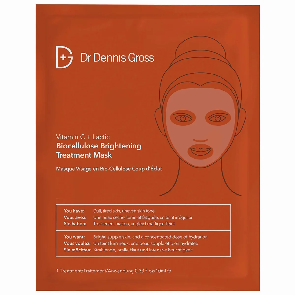 Vitamin C Lactic Biocellulose Brightening Treatment Mask 1 Mask by Dr. Dennis Gross Skincare