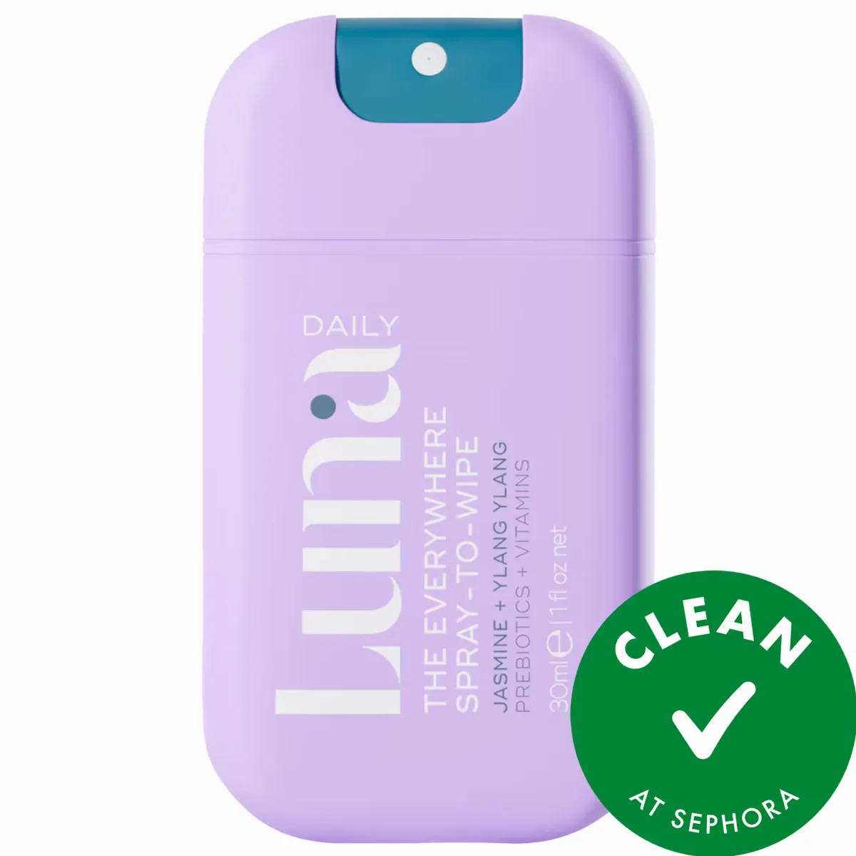 The Mini Everywhere Spray-to-Wipe with Prebiotics + Vitamins C & E for All Skin 1.01 oz by Luna Daily