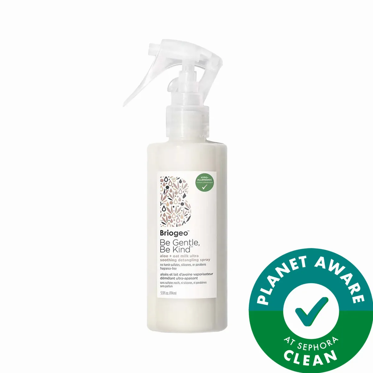 Be Gentle, Be Kind Aloe + Oat Milk Ultra Soothing Fragrance-Free Detangler 5.9 oz / 174 mL by Briogeo