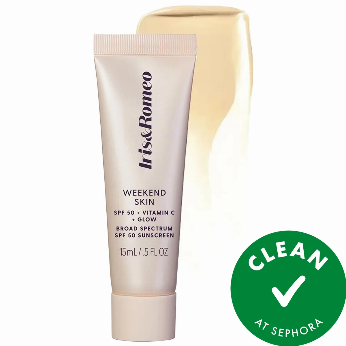 Mini Weekend Skin SPF 50 Natural Glow Tinted Sunscreen with Vitamin C + Niacinamide 0.5 oz / 15 mL by Iris & Romeo