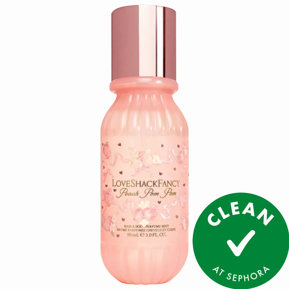 Mini Peach Pom Pom Hair & Body Mist 3oz / 90mL by LoveShackFancy