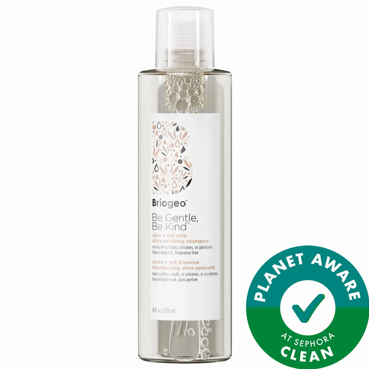 Be Gentle, Be Kind Aloe + Oat Milk Ultra Soothing Fragrance-Free Hypoallergenic Shampoo 8.0 oz / 236 mL by Briogeo
