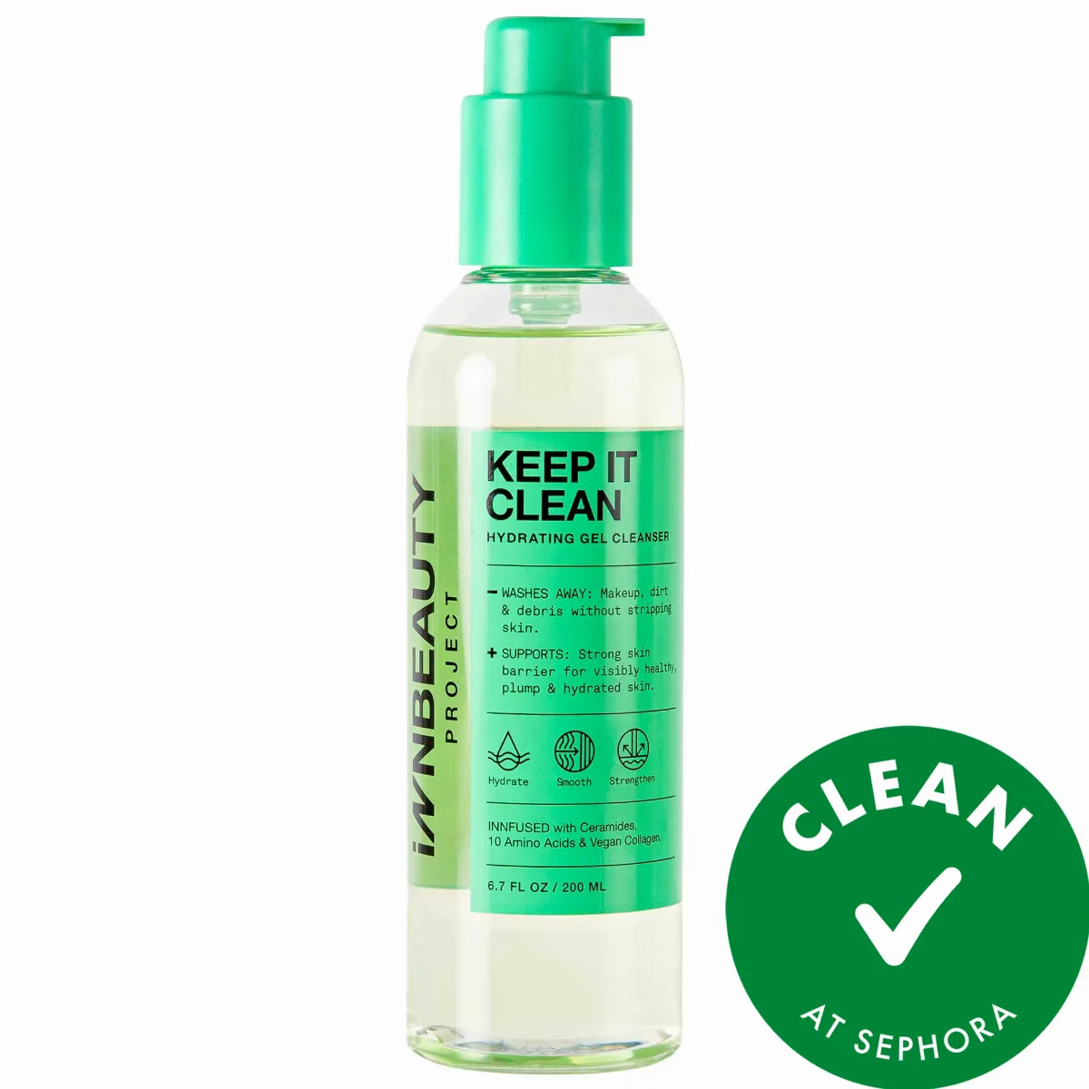 Keep It Clean Hydrating Gel Cleanser with Ceramides & 10 Amino Acids 6.7 oz / 200 mL by INNBEAUTY PROJECT
