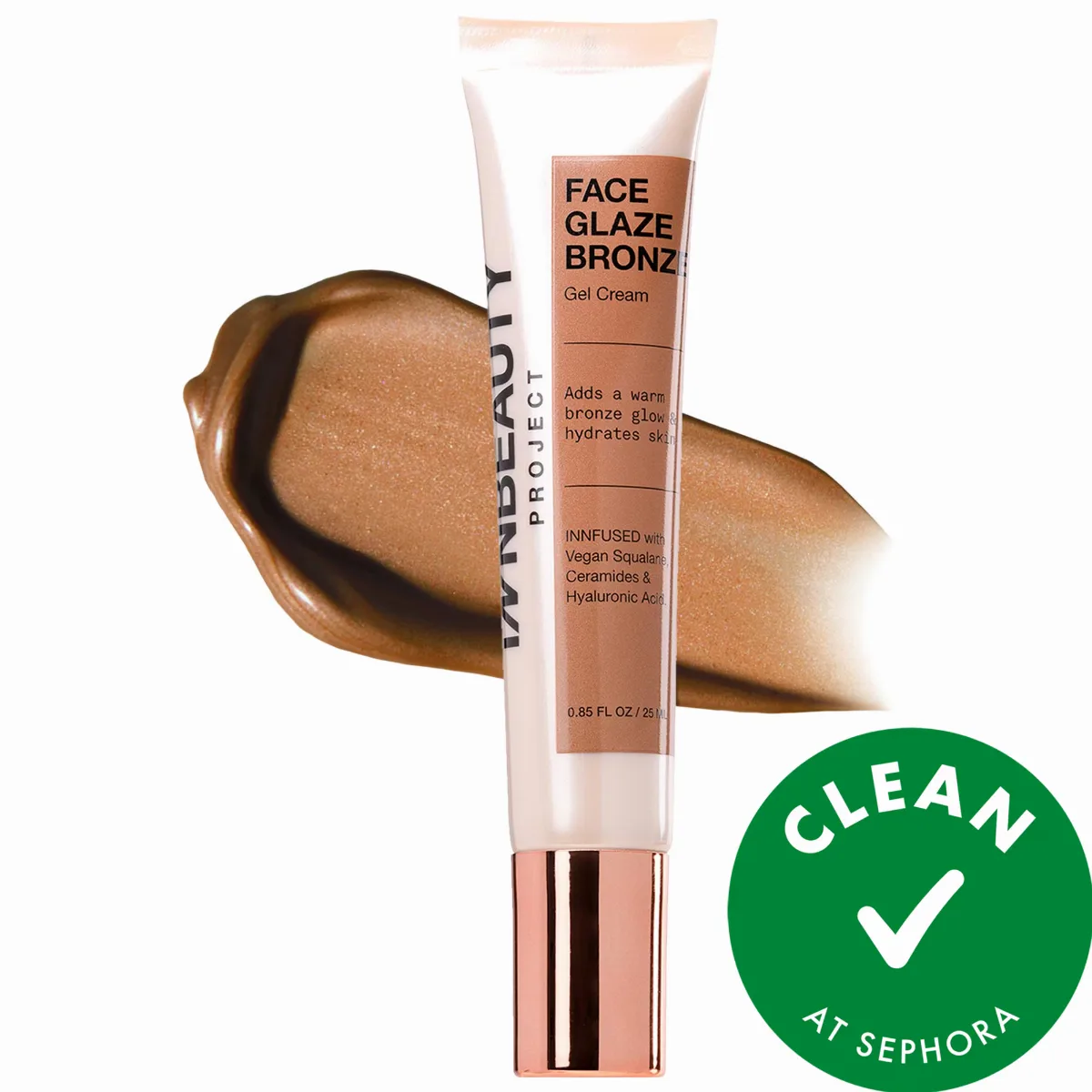 Bronze Face Glaze Gel Cream with Squalane, Ceramides & Hyaluronic Acid 0.85 oz by INNBEAUTY PROJECT