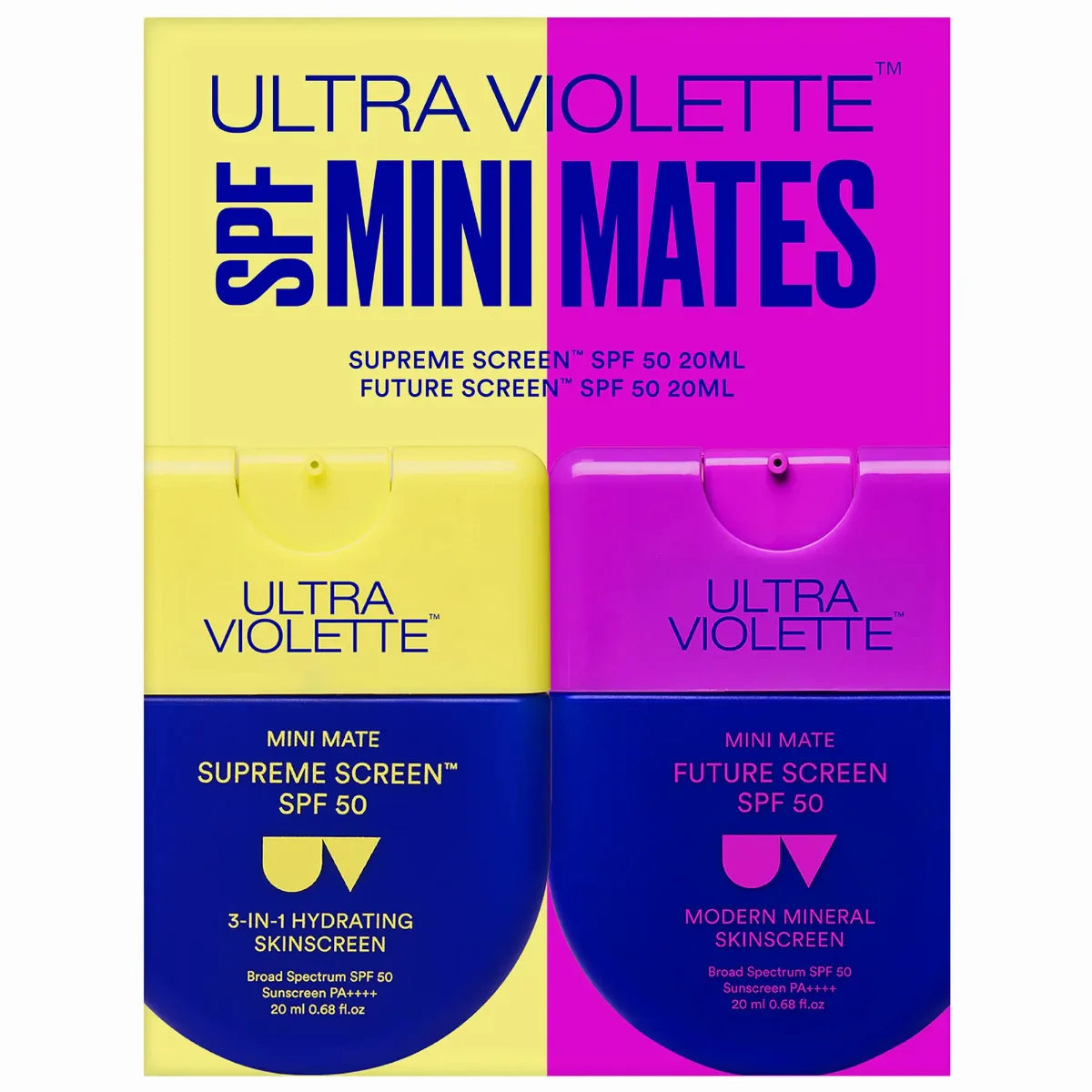 SPF Mini Mates SPF 50 Hydrating & Mineral Facial Sunscreen Set by Ultra Violette