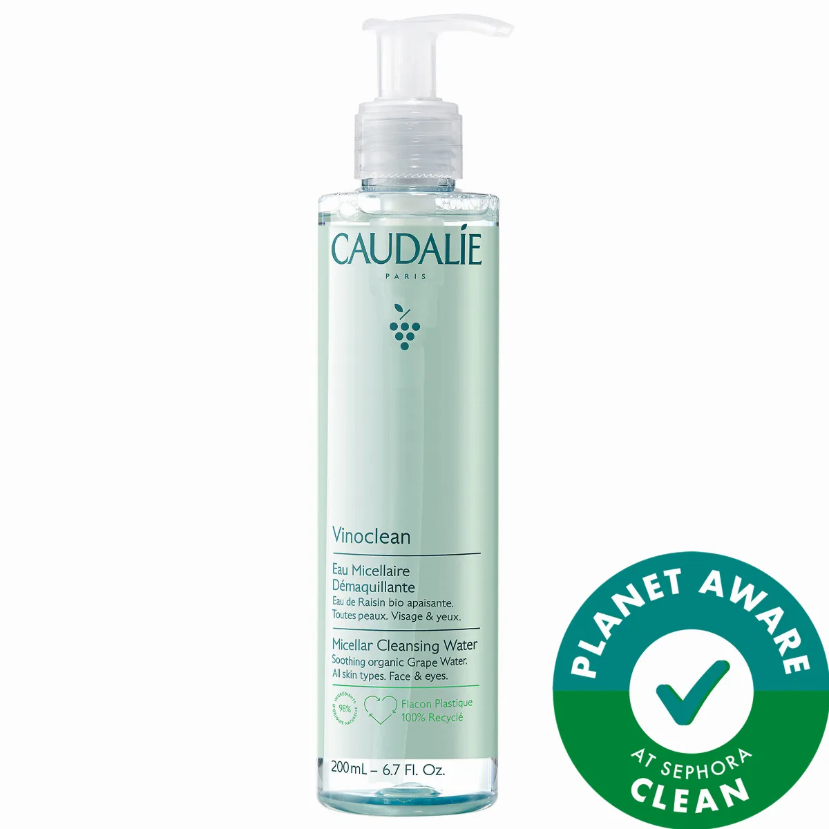 Vinoclean Cleansing Micellar Water 6.7 oz / 200 mL by Caudalie