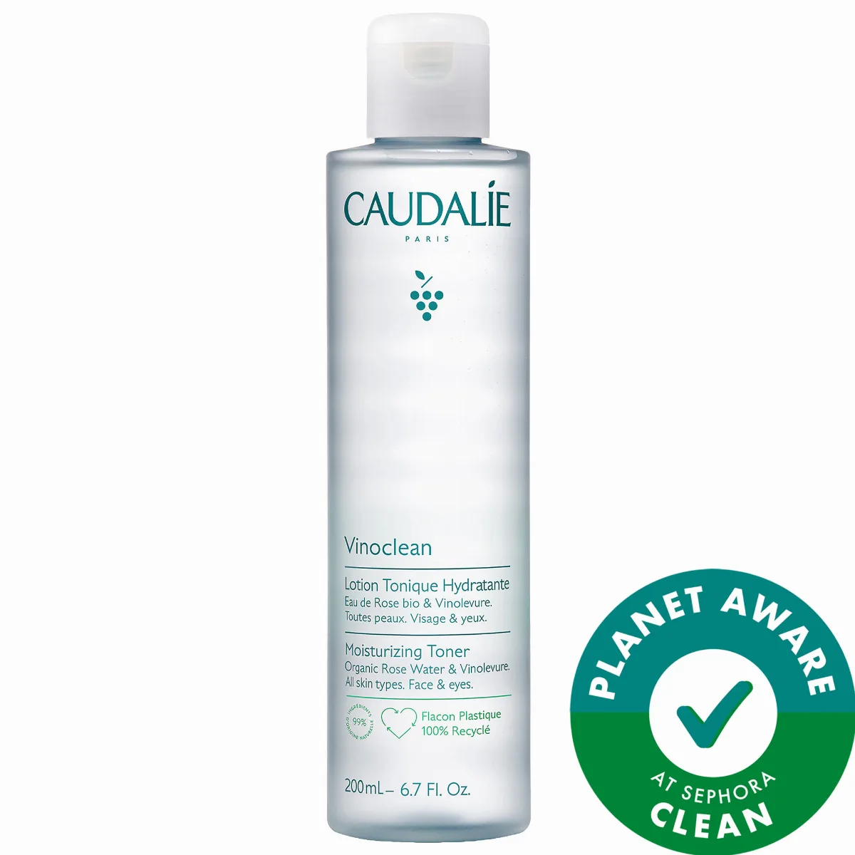 Vinoclean Moisturizing Toner with Rose Water 6.7 oz / 200 mL by Caudalie