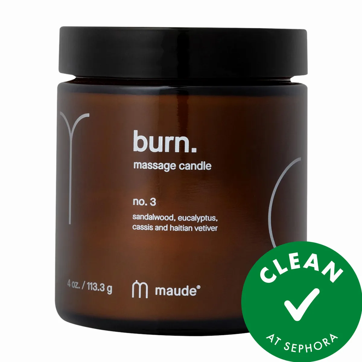 Burn - Jojoba Oil Massage Candle No. 3 - Eucalyptus, Cassis 4 oz / 118 mL by maude