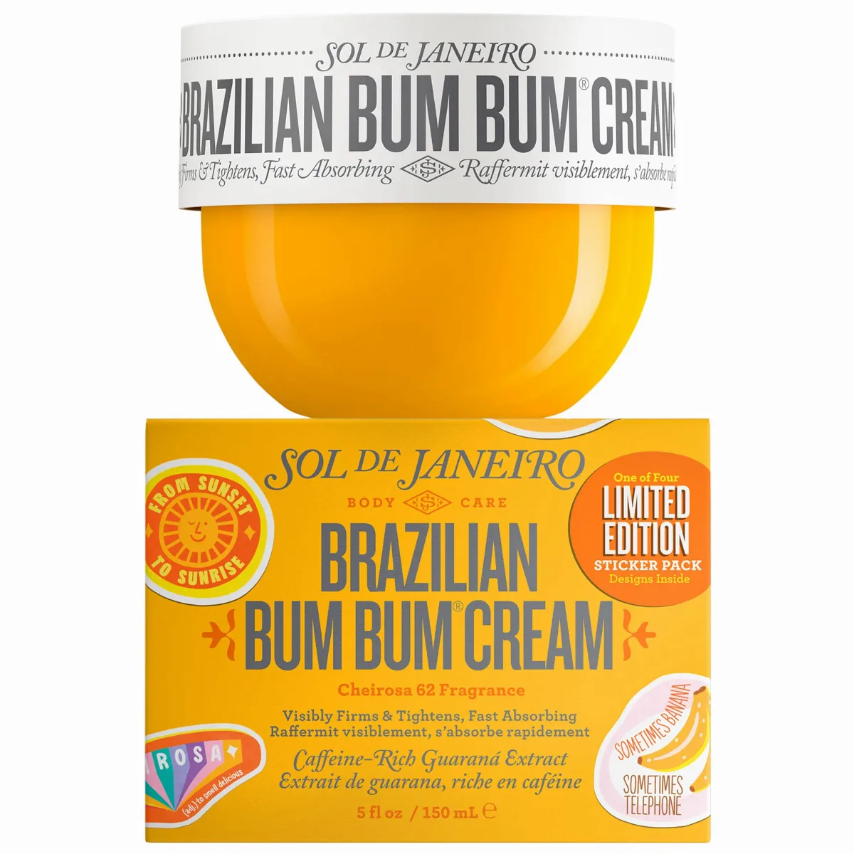 Brazilian Bum Bum Visibly Firming Refillable Body Cream with Caffeine-Rich Guaranà 5 oz / 150 Ml by Sol de Janeiro