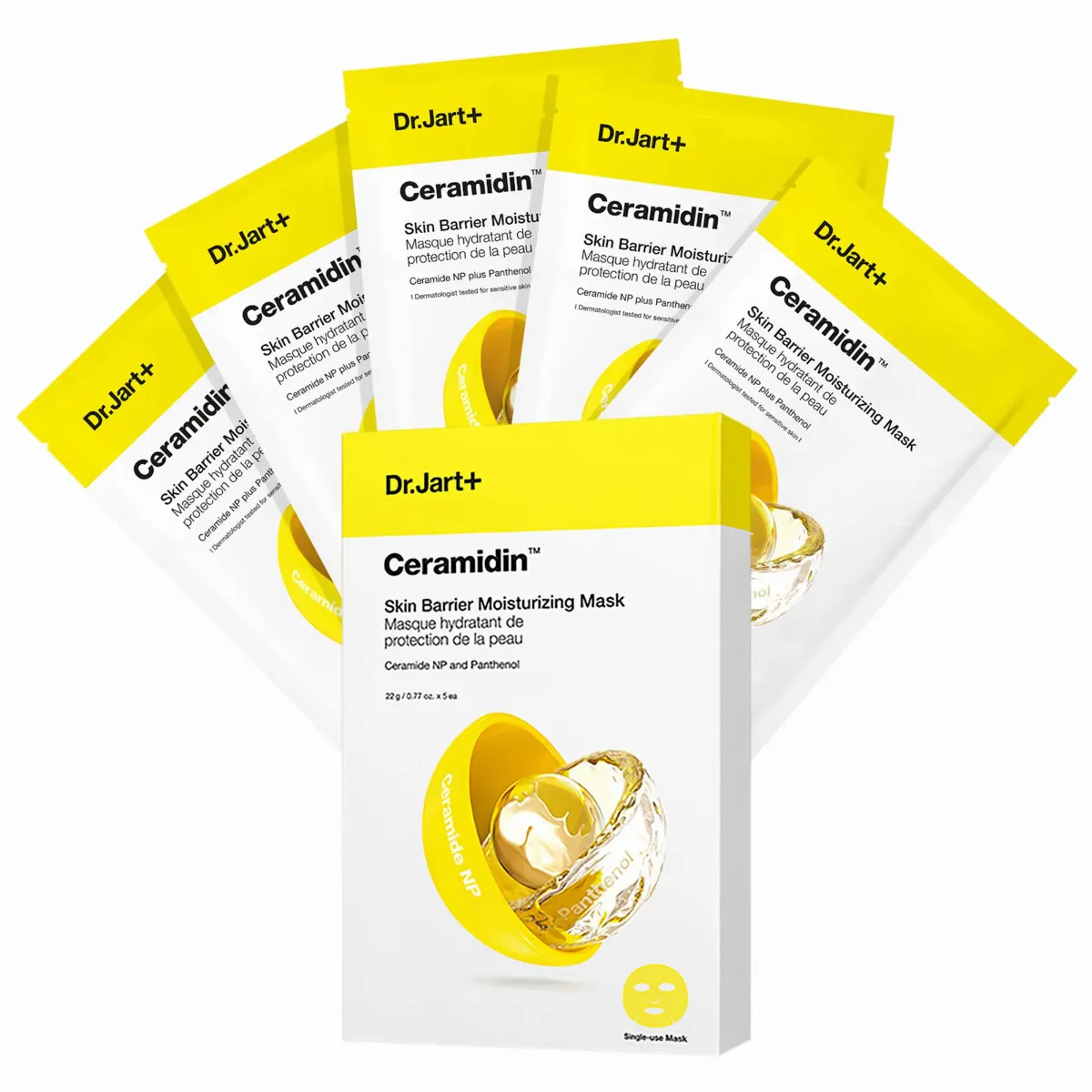 Ceramidin Skin Barrier Moisturizing Face Mask 5-Pack Value Set 5 Masks / Pack by Dr. Jart+