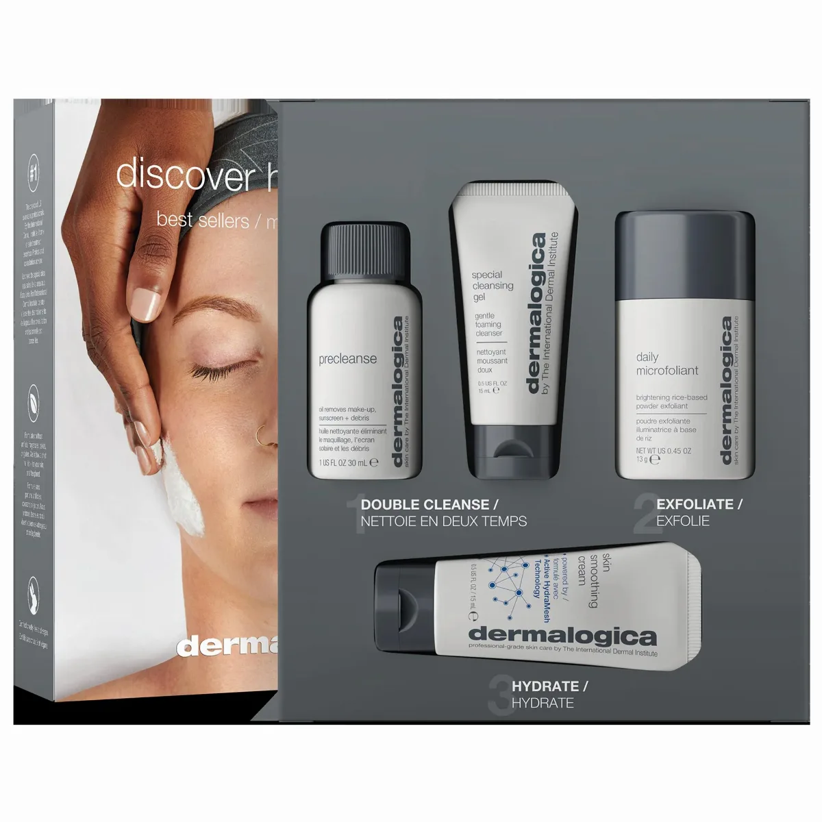Discover Healthy Skin Kit, Double Cleanse + Exfoliate + Moisturize Value Set for All Skin Types by Dermalogica