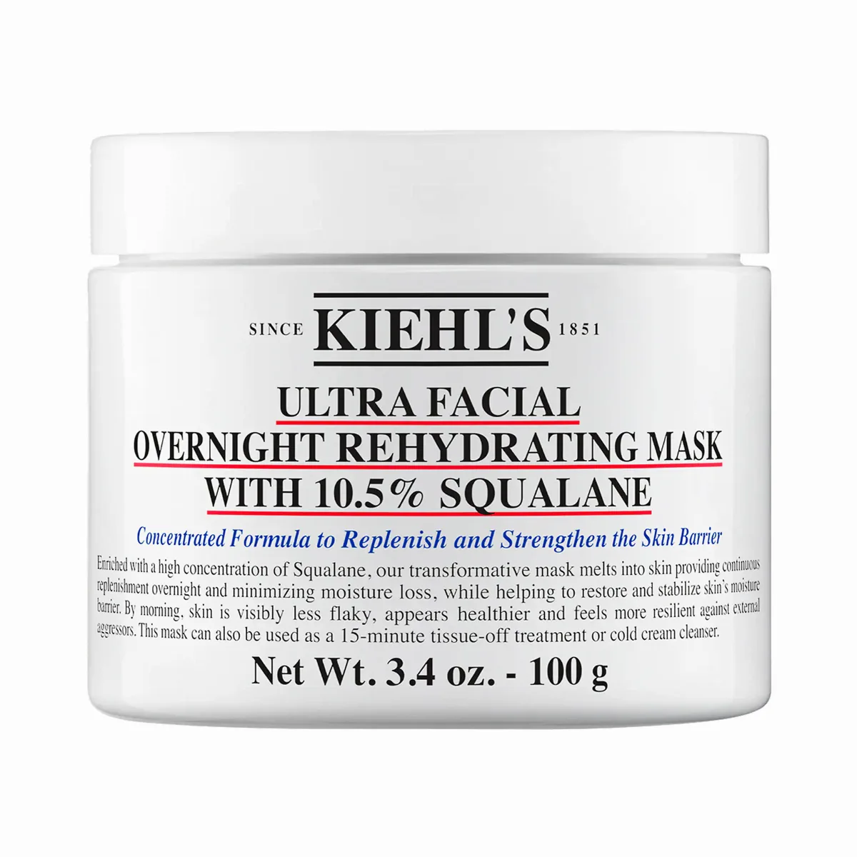 Ultra Facial Overnight Hydrating Face Mask with 10.5% Squalane 3.4 oz / 100 mL by Kiehl's Since 1851