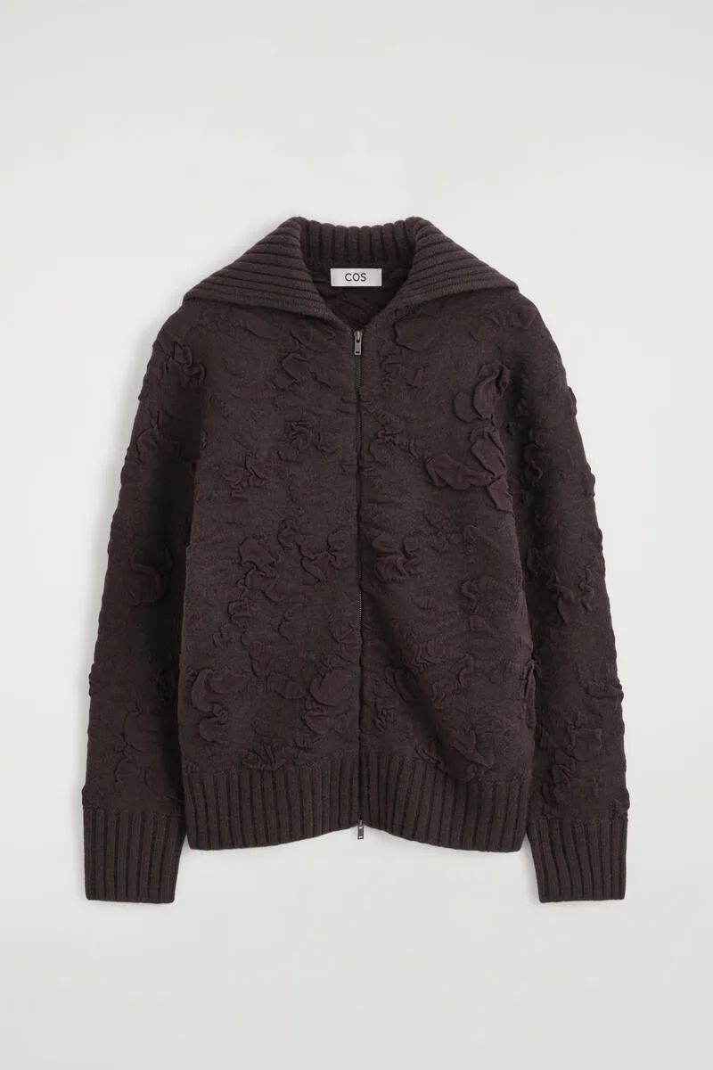 Bubble-Jacquard Zip-Up Cardigan by COS