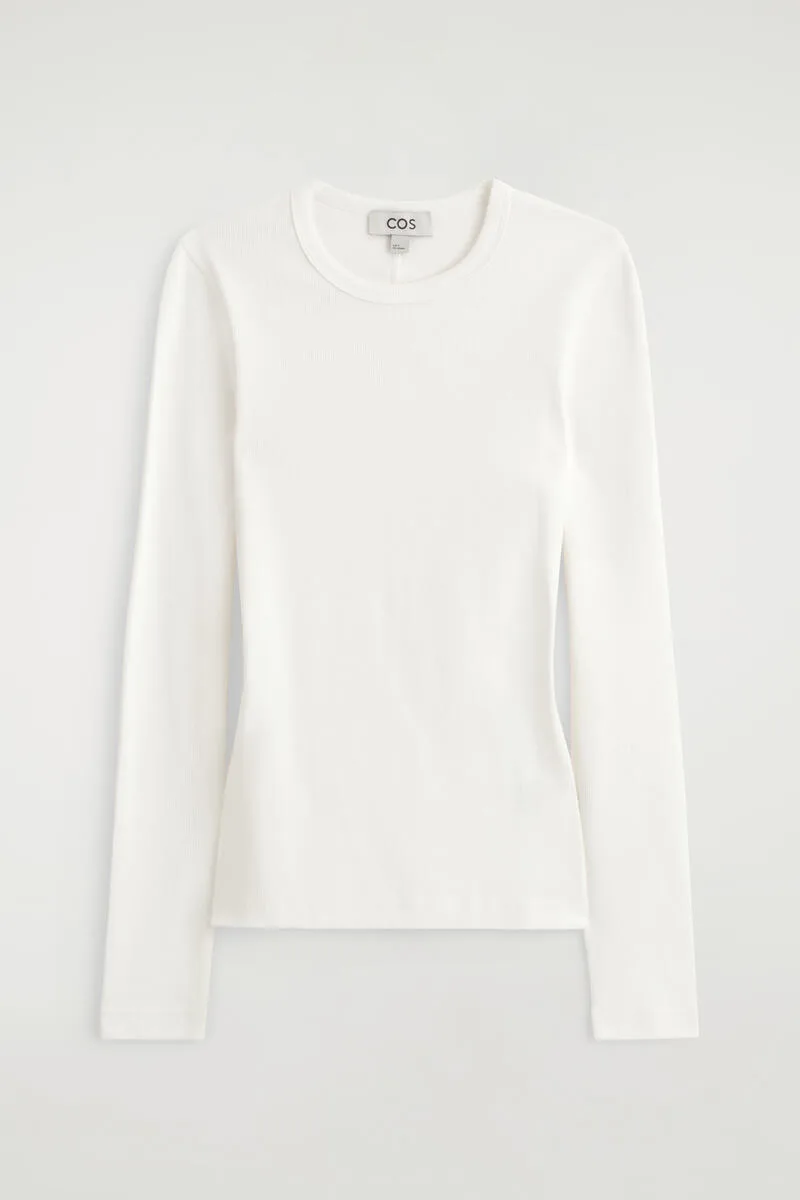 Slim Ribbed Cotton Long-Sleeved Top by COS