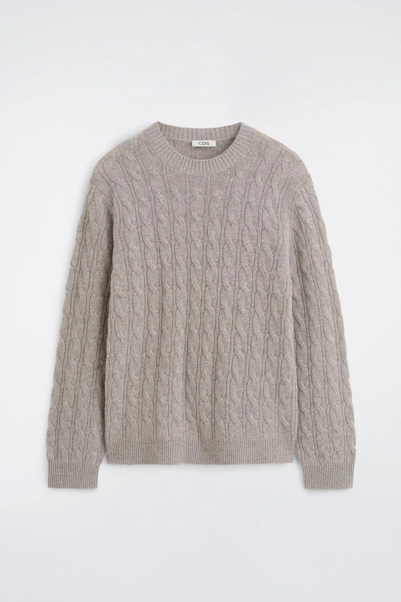 Cable-Knit Cashmere Crew-Neck Sweater by COS