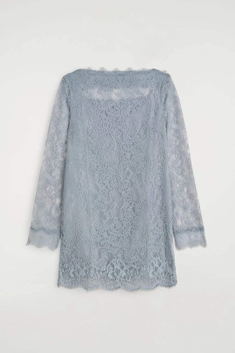 Boat-Neck Lace Mini Dress by COS