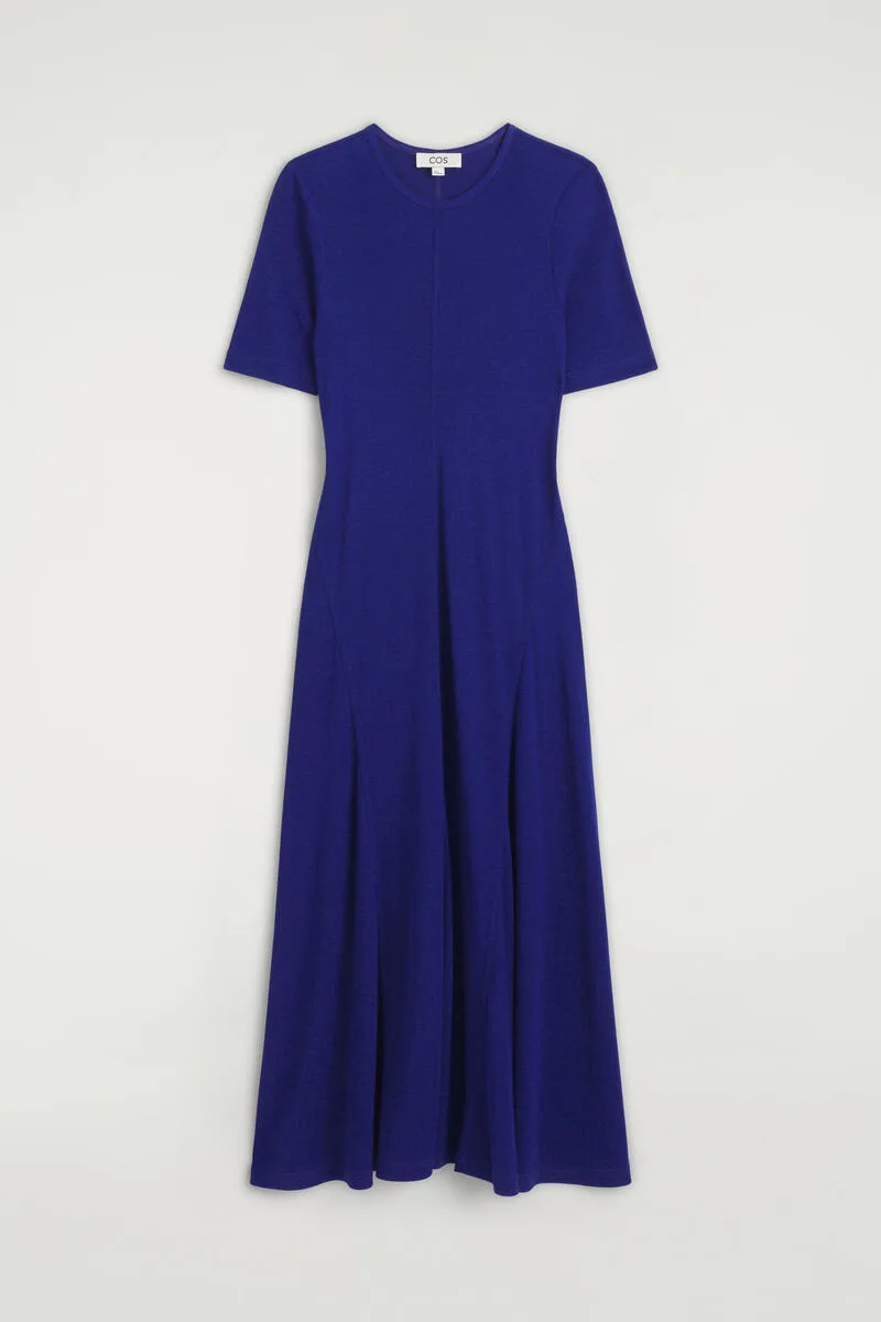 Ribbed-Jersey Flared Midi Dress by COS