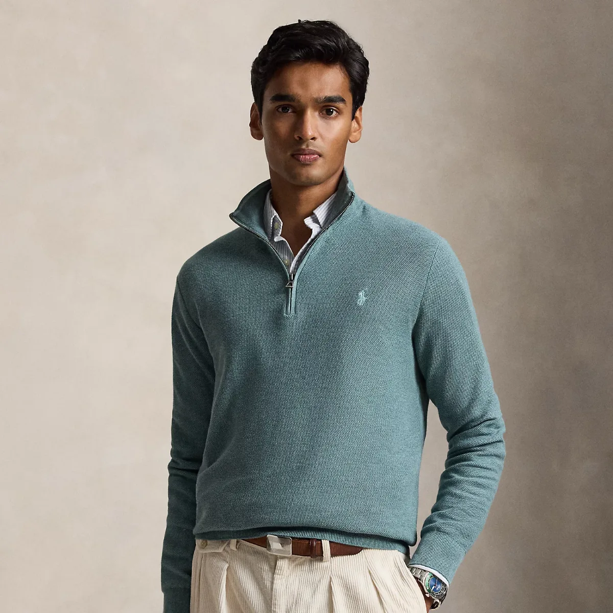 Mesh-Knit Cotton Quarter-Zip Jumper by Polo Ralph Lauren