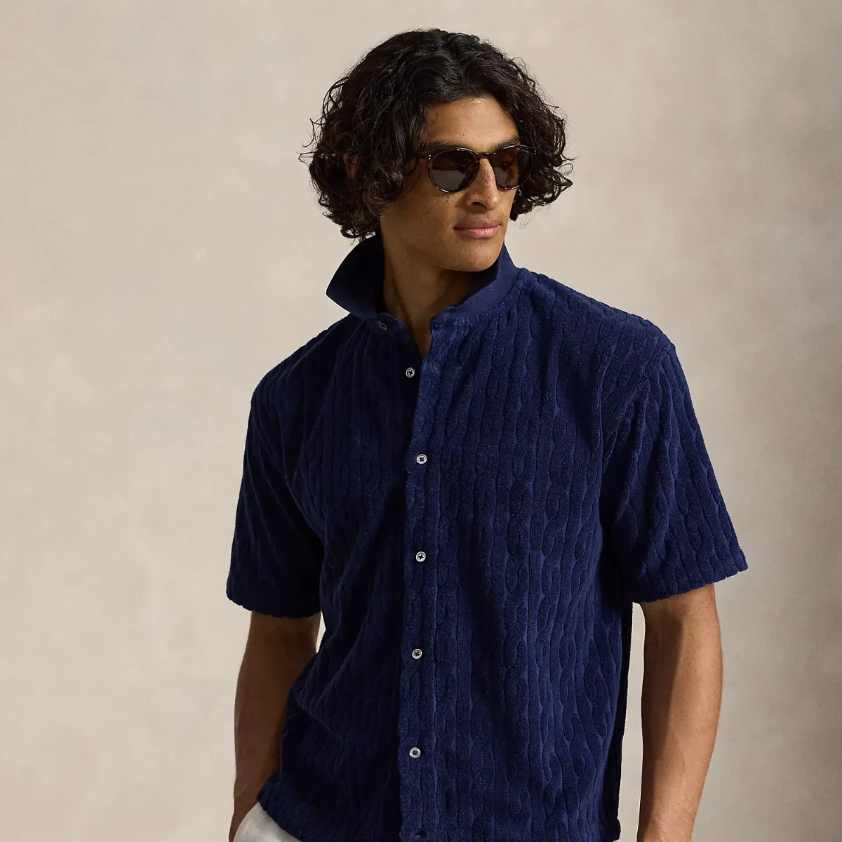 Relaxed Fit Cabled Terry Shirt by Polo Ralph Lauren