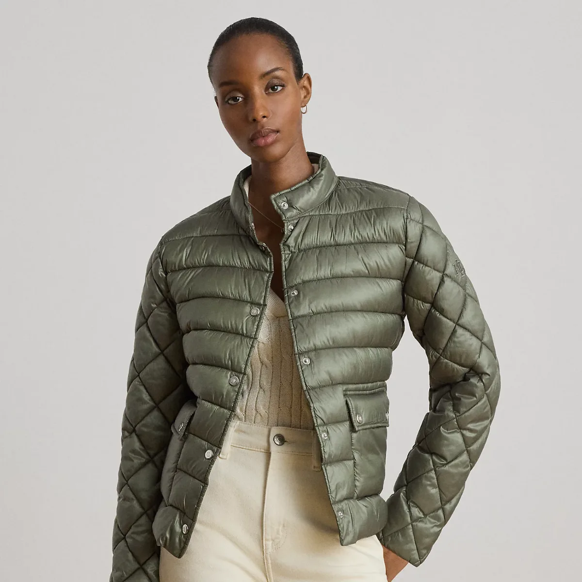 Quilted Mockneck Puffer Jacket by Lauren Ralph Lauren
