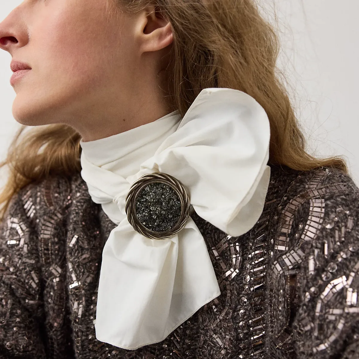 Antiqued Twisted-Frame Pyrite Brooch by Ralph Lauren Collection