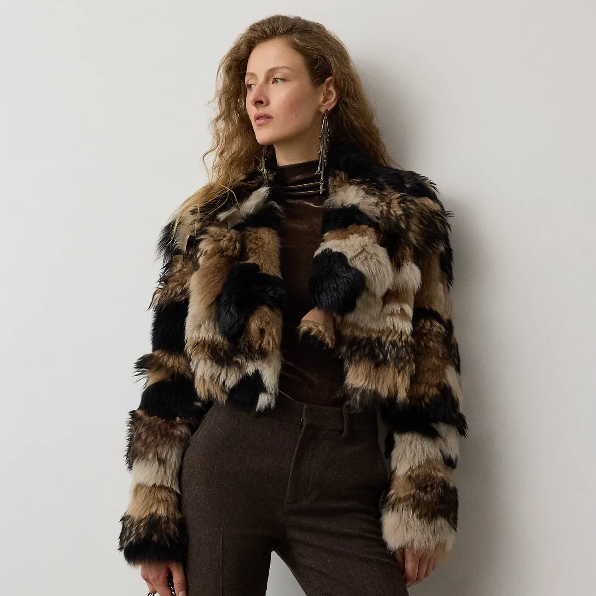 Marnie Patchwork Lamb-Shearling Coat by Ralph Lauren Collection