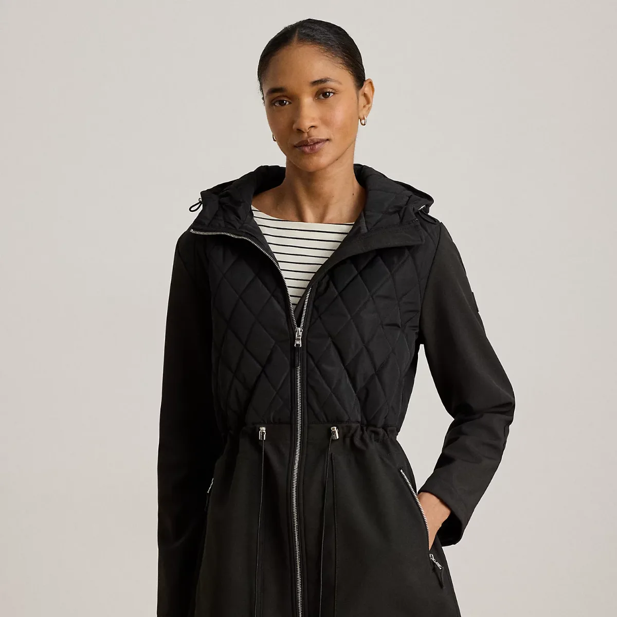 Hooded Diamond-Quilted Mockneck Jacket by Lauren Ralph Lauren