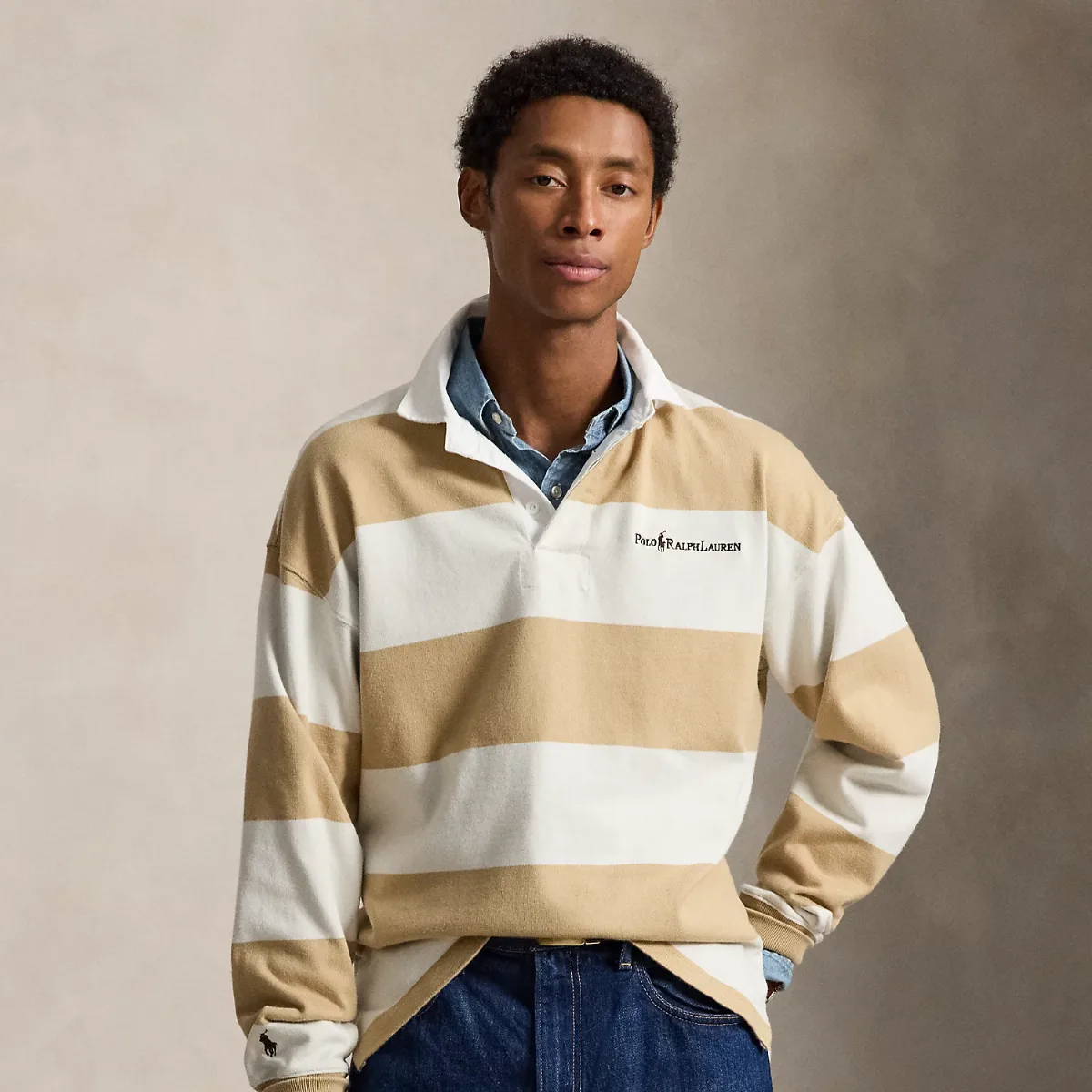 Relaxed Fit Striped Jersey Rugby Shirt by Polo Ralph Lauren