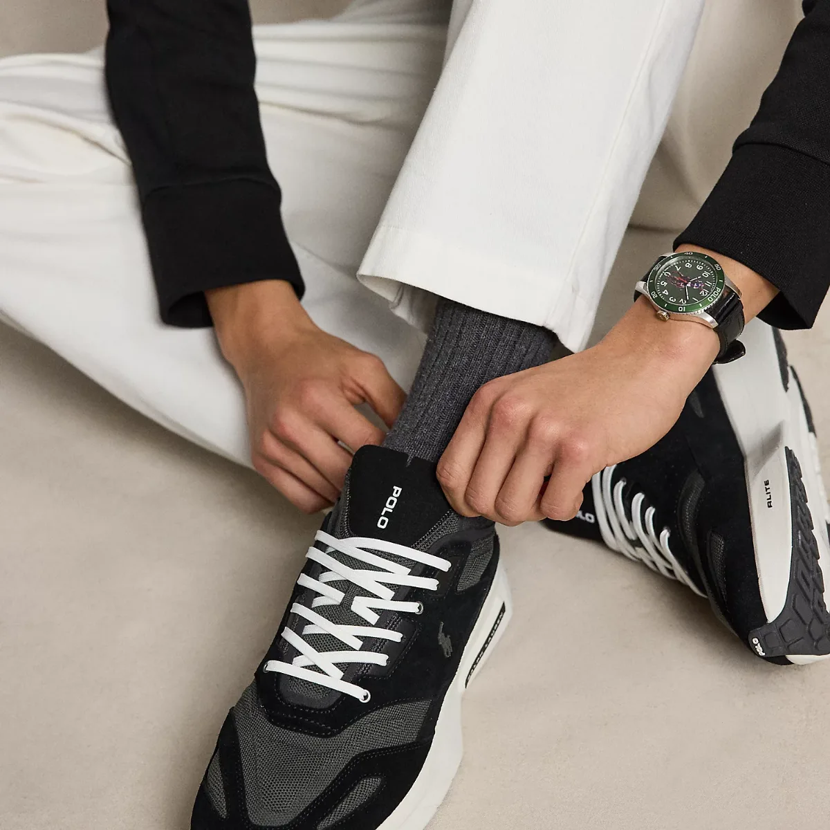 Boerum Suede-Paneled Knit Sneaker by Polo Ralph Lauren