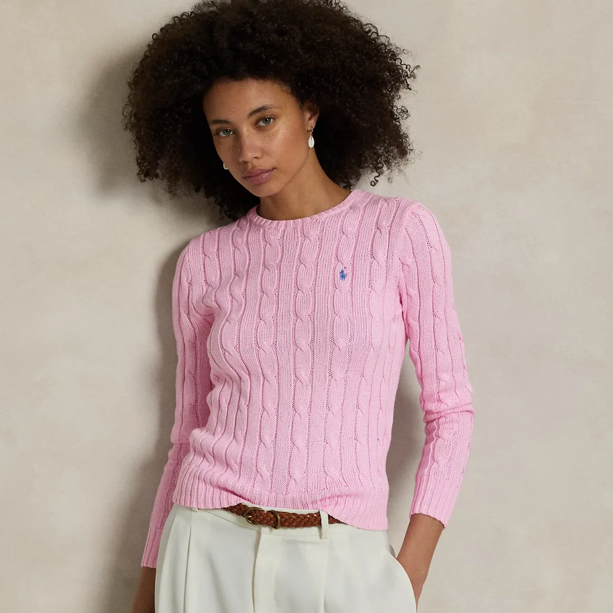 Cable-Knit Cotton Crewneck Jumper by Polo Ralph Lauren