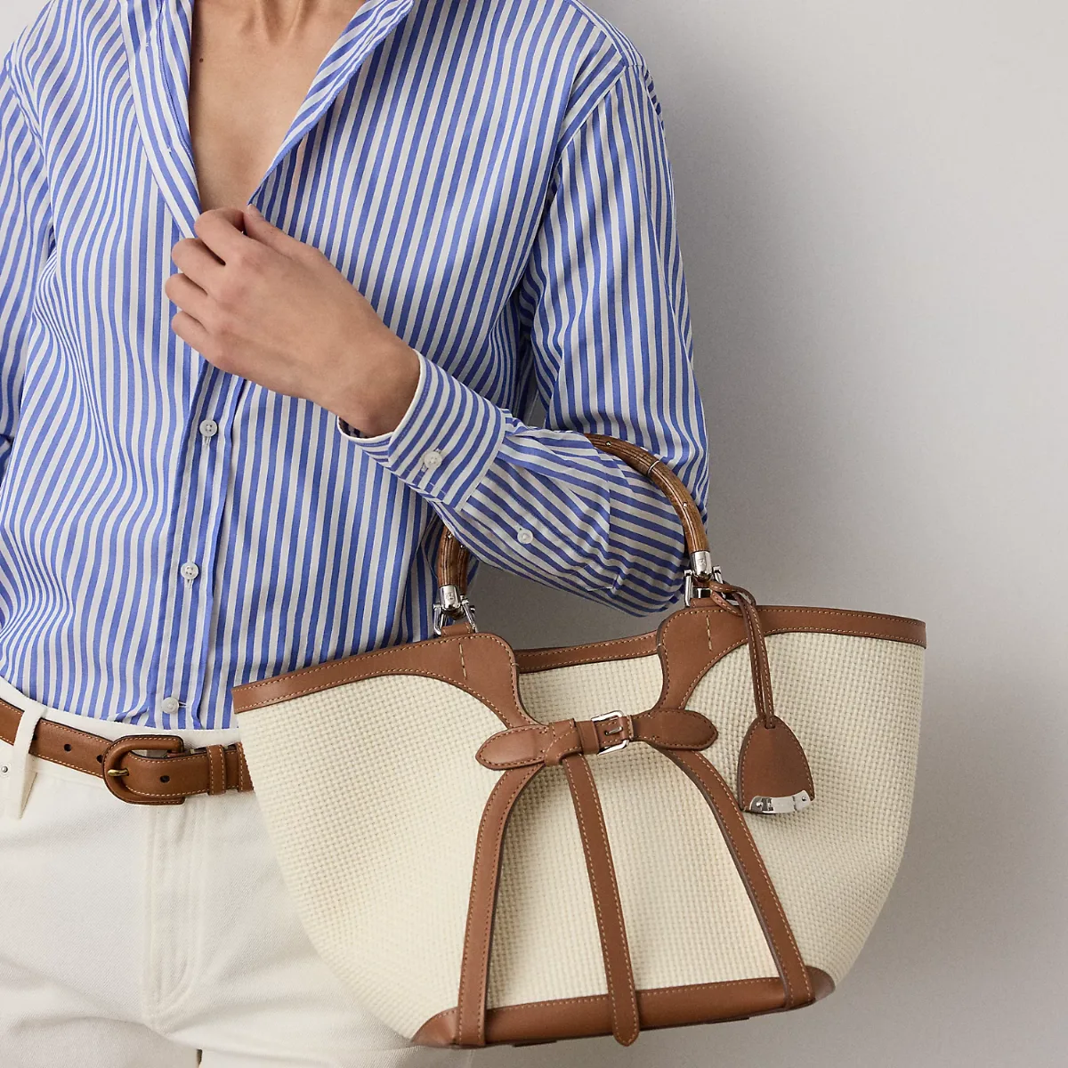 The Ralph Lauren Calfskin-Trim Woven Tote by Ralph Lauren Collection
