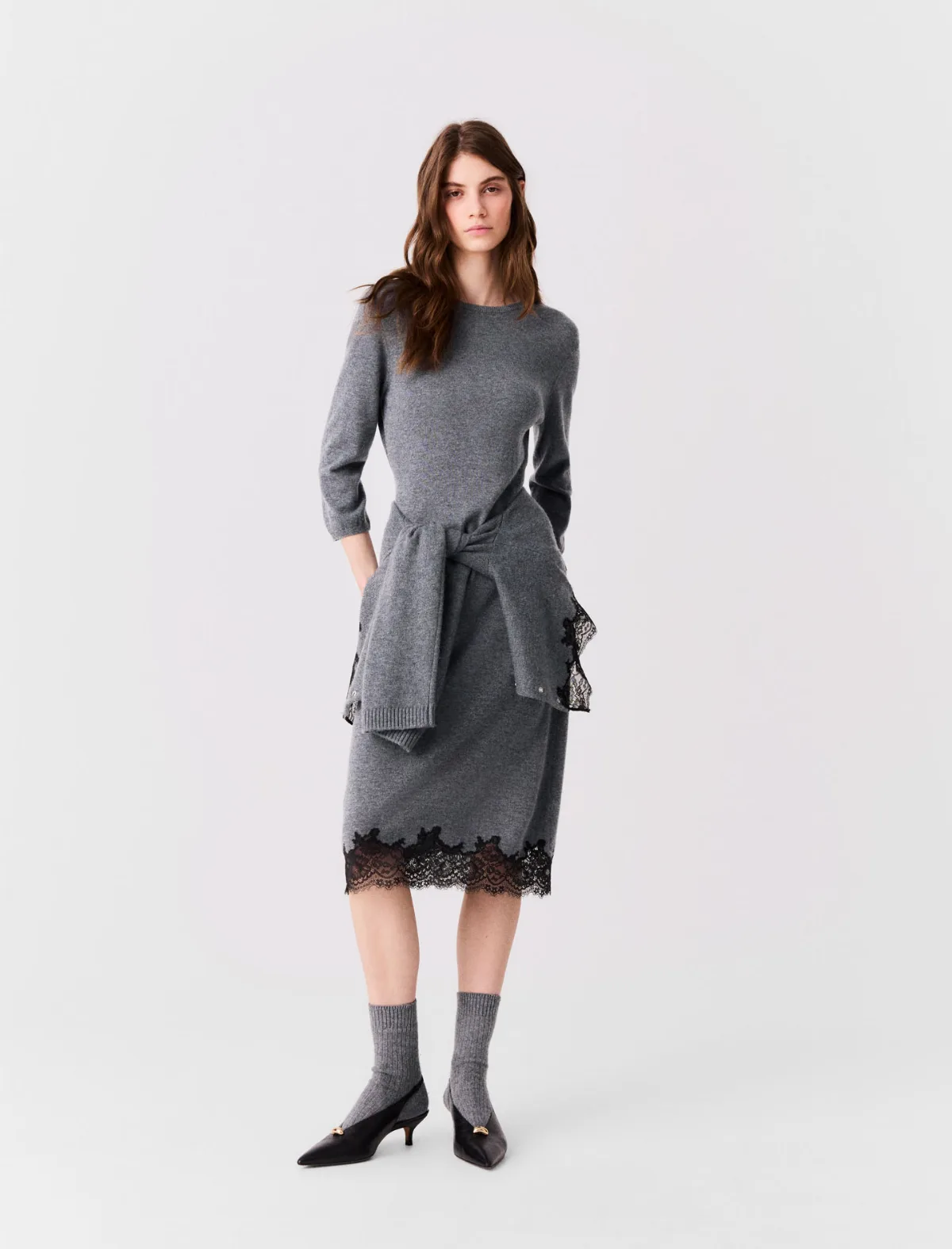 Lace Trim Dress by Maje