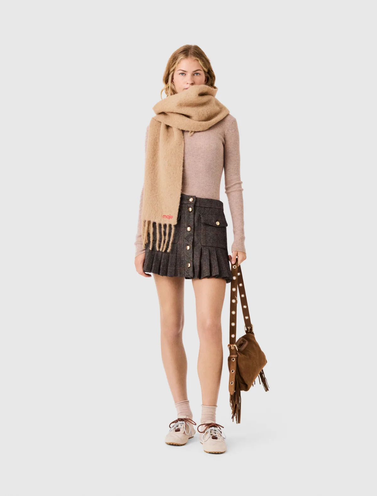 Plaid Mini Skirt by Maje