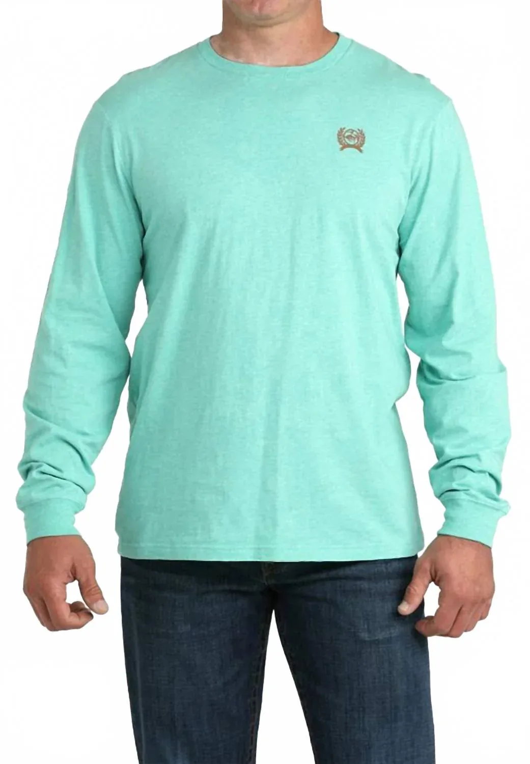 Long Sleeve Rodeo Back Print T-Shirt in Teal by CINCH