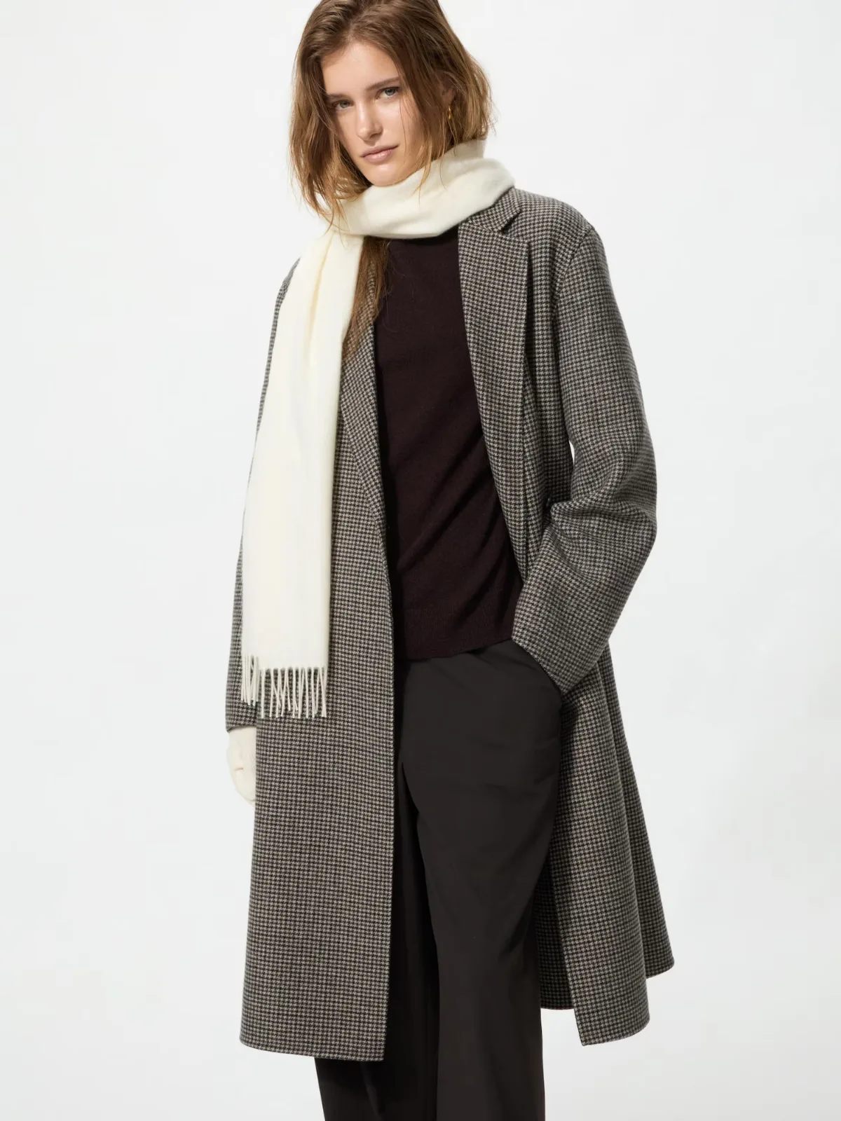 Double Face Relaxed Long Coat Pattern by UNIQLO