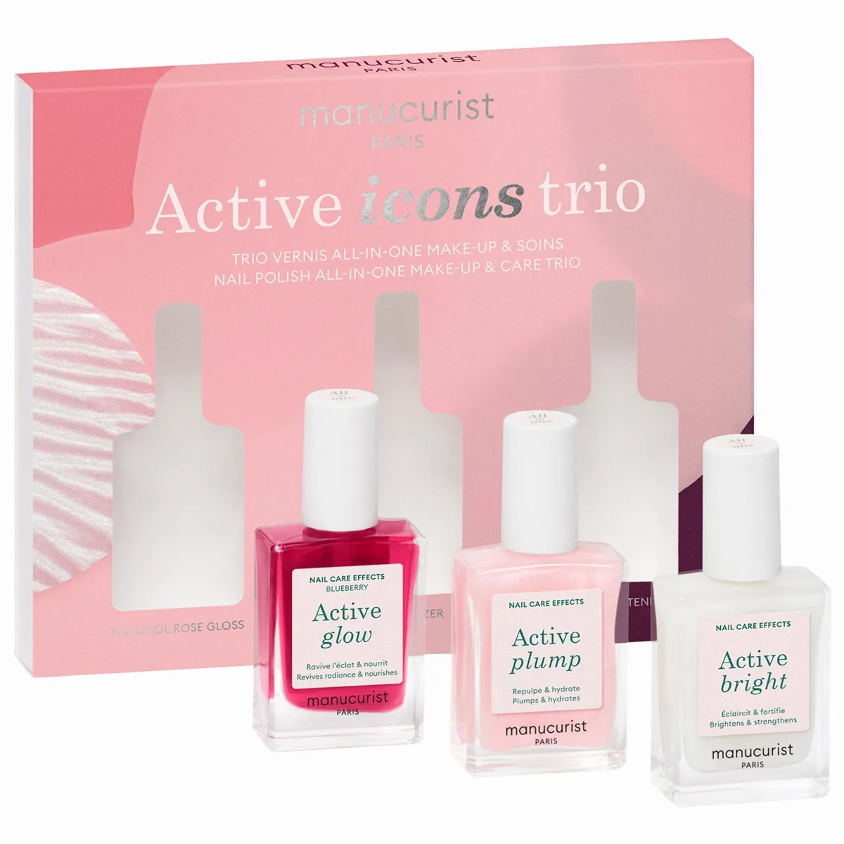 Active Icons Trio Nail Polish Set Blueberry, Plump & Bright 3 x 0.5 oz/15 mL by Manucurist