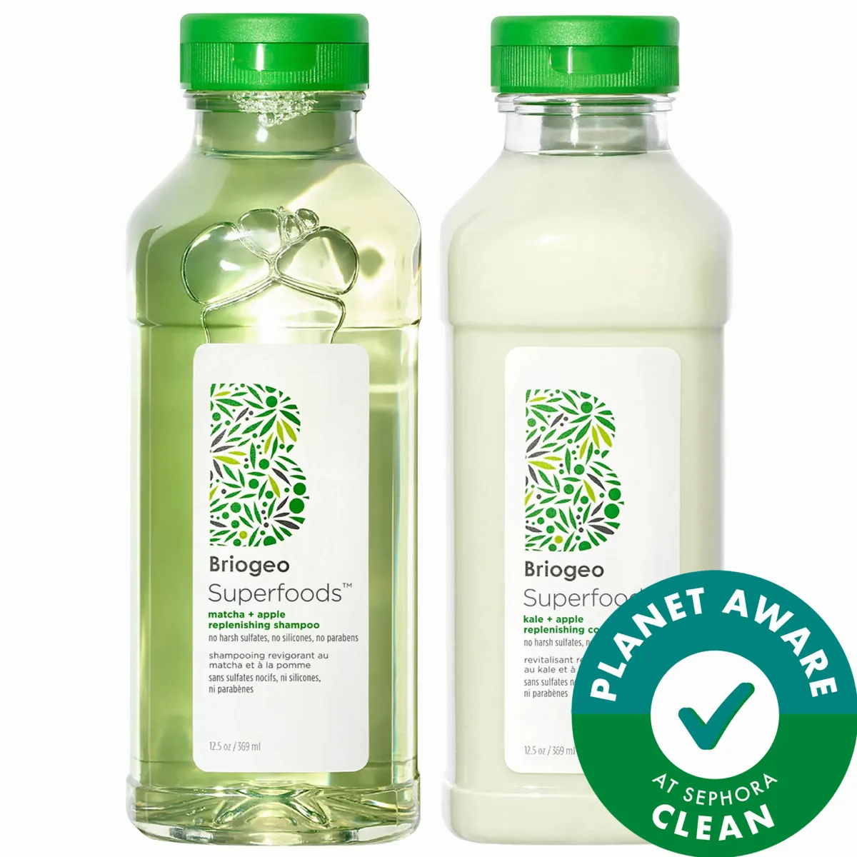 Superfoods Apple, Matcha + Kale Replenishing Shampoo + Conditioner Duo by Briogeo