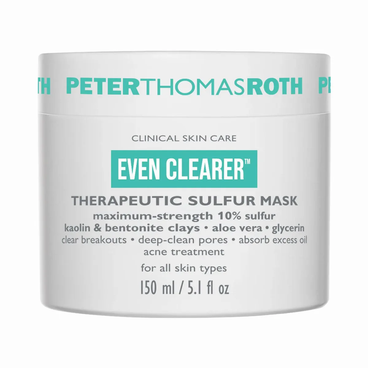 Even Clearer Therapeutic Sulfur Acne Mask for Pores and Oil Control 5.1 oz / 150 mL by Peter Thomas Roth